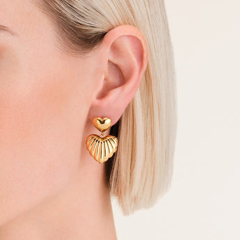 Rosefield Double Heart Pendant Earrings
