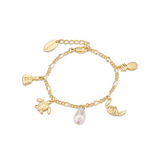 Couture Kingdom Disney Stitch Charm Yellow Gold Plated Stainless Steel Bracelet