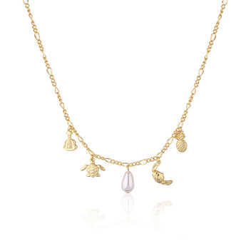 Disney Stitch Charm Stainless Steel Yellow Gold Plated Necklace