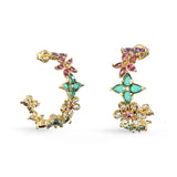 Guess Gold Plated Stainless Steel Crystal Flowers Hoop Earrings
