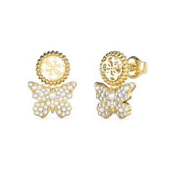 Guess Gold Plated Stainless Steel Borboleta & 4G 20mm Pendant Earrings