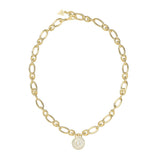 Guess Gold Plated Stainless Steel Pearly G Charm Necklace