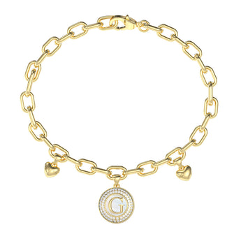 Guess Gold Plated Stainless Steel Pearly G Multi Charm Bracelet
