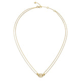 Guess Gold Plated Stainless Steel Marine Pave Link Necklace