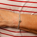 Guess Gold Plated Stainless Steel Pave Heart Tennis Bracelet