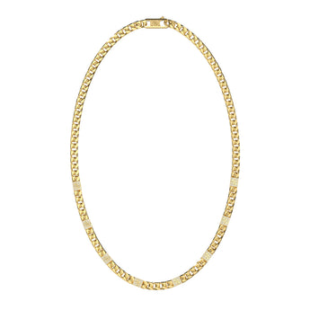 Guess Gold Plated Stainless Steel 4G Curb Chain Pave Necklace
