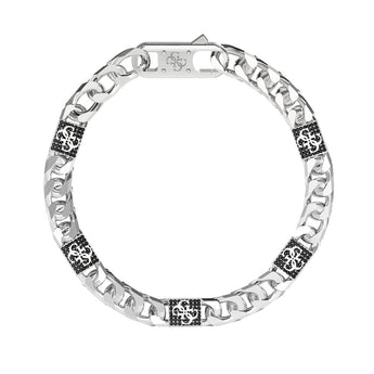 Guess Stainless Steel 4G Curb Chain Pave Bracelet