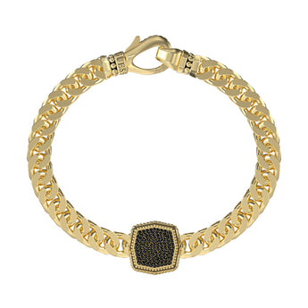 Guess Gold Plated Stainless Steel Octagon Pave Chain 6mm Bracelet