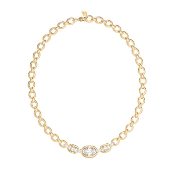 Guess Yellow Gold Plated Stainless Steel Radiosa 16-18-inch Gemstone Maxi Necklace
