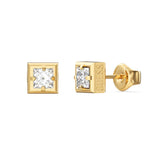 Guess Yellow Gold Plated Stainless Steel Barrio 6mm Supremo Square Stud Earrings