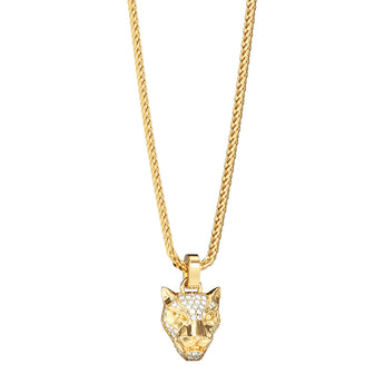 Guess Yellow Gold Stainless Steel 26-inch Panther Pave Necklace