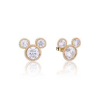 Couture Kingdom Disney Mickey Crimped Yellow Gold Plated Stainless Steel Stud Earrings