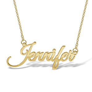 Personalised 9ct Yellow Gold Signature Name Necklace - Calligraphic