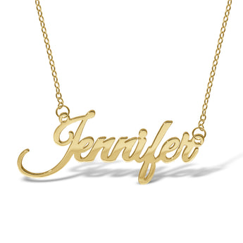 Personalised 9ct Yellow Gold Signature Name Necklace - Calligraphic