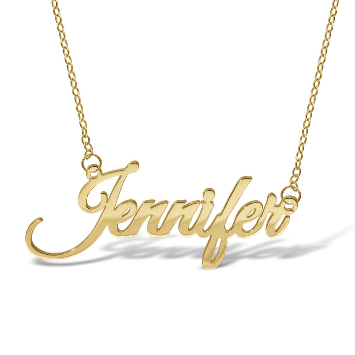 Personalised 9ct Yellow Gold Signature Name Necklace - Calligraphic