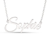 Personalised Sterling Silver Signature Name Pendant on 40cm Chain - Elegant Flowing