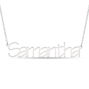 Personalised Sterling Silver Signature Name Pendant on 40cm Chain - Light Block