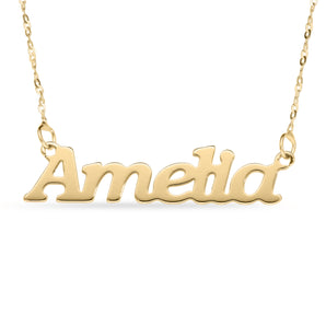 Personalised 9ct Yellow Gold Signature Name Name Necklace - Block Font