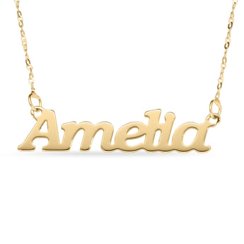 Personalised 9ct Yellow Gold Signature Name Name Necklace - Block Font