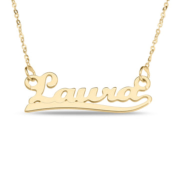 Personalised 9ct Yellow Gold Signature Name Name Necklace - Mini Understroke