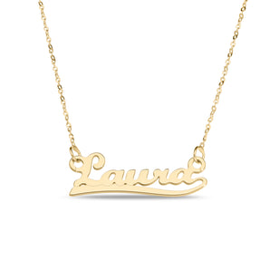 Personalised 9ct Yellow Gold Signature Name Name Necklace - Mini Understroke
