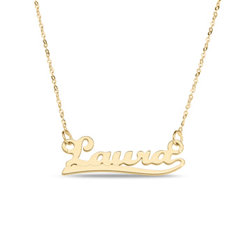 Personalised 9ct Yellow Gold Signature Name Name Necklace - Mini Understroke