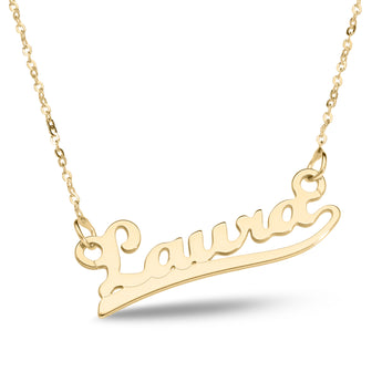 Personalised 9ct Yellow Gold Signature Name Name Necklace - Mini Understroke