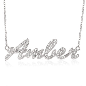Signature Personalised Luminesce Lab Grown Diamond Name Pendant on Chain in Sterling Silver