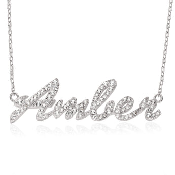 Signature Personalised Luminesce Lab Grown Diamond Name Pendant on Chain in Sterling Silver
