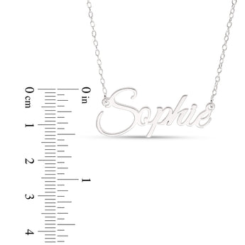 Personalised Sterling Silver Signature Name Pendant on 40cm Chain - Elegant Flowing