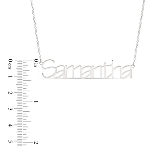 Personalised Sterling Silver Signature Name Pendant on 40cm Chain - Light Block