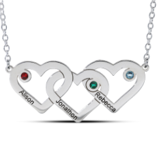 Silver pers 3 Intertwined Hearts N'let With Birthstones_TEST