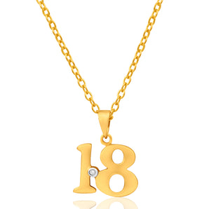 9ct Yellow Gold Number 18 Pendant with Diamond