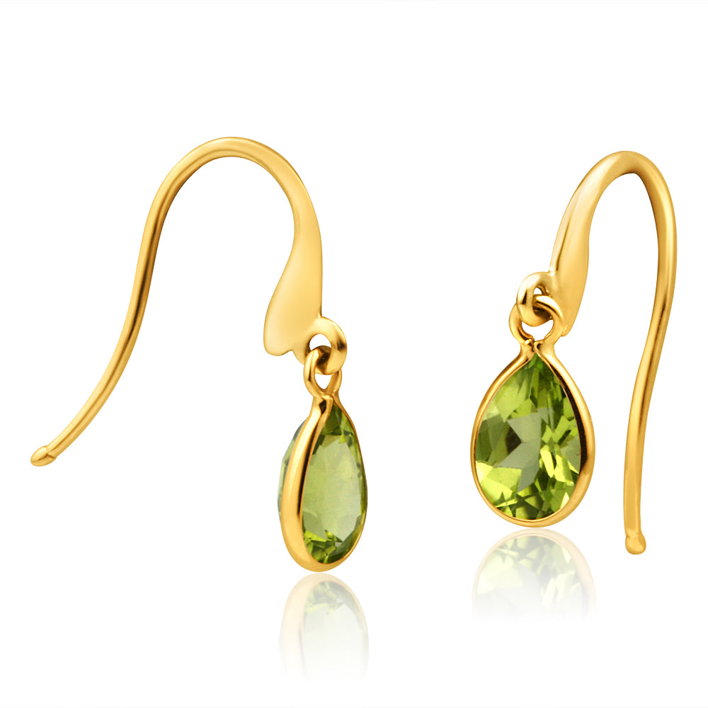 9ct Yellow Gold Alluring Peridot Drop Earrings