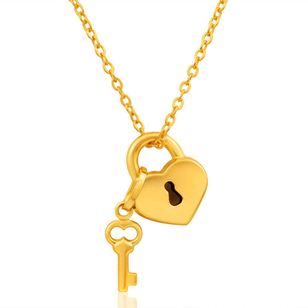 9ct Yellow Gold Padlock Key Pendant