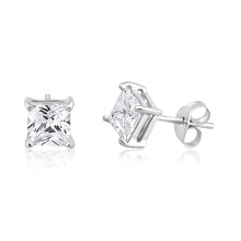 Load image into Gallery viewer, 9ct White Gold Princess Cut Cubic Zirconia 5mm Stud Earrings