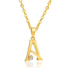 Load image into Gallery viewer, 9ct Yellow Gold Pendant Initial A set with diamond