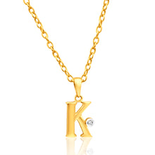 Load image into Gallery viewer, 9ct Yellow Gold Pendant Initial K set with Diamond