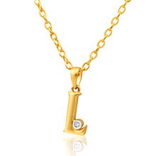 Load image into Gallery viewer, 9ct Yellow Gold Pendant Initial L set with diamond