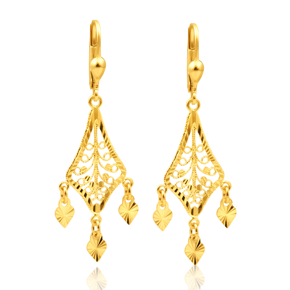 9ct Yellow Gold Chandelier Drop Earrings