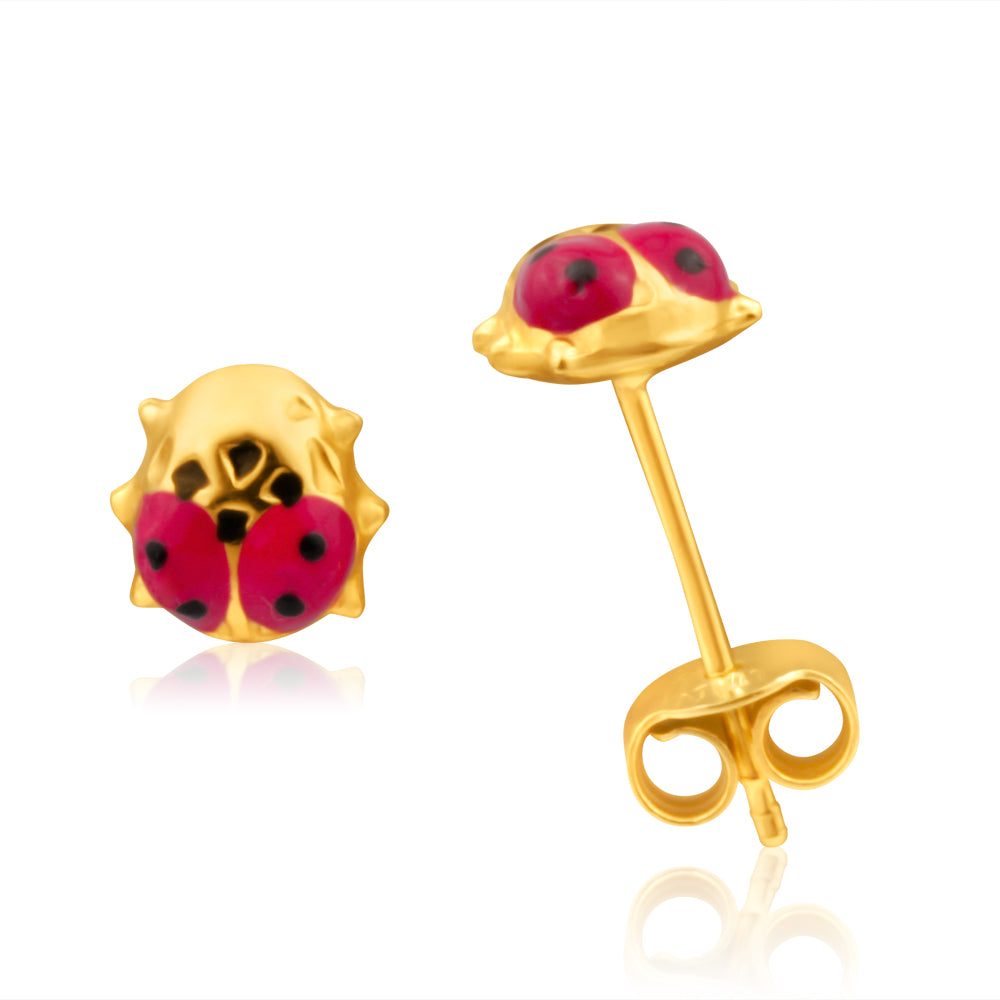 9ct Yellow Gold Ladybird Stud Earrings