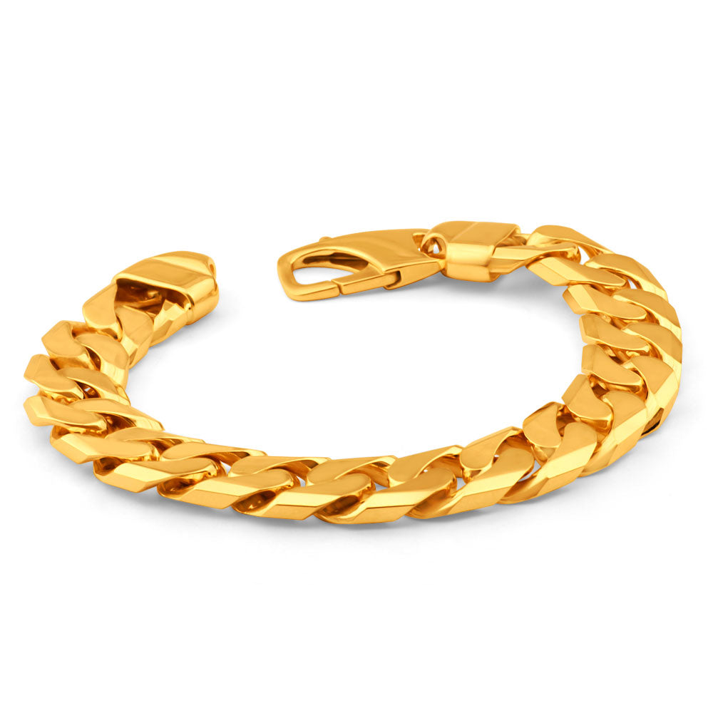 9ct Yellow Gold Heavy Curb Link 23cm Bracelet 450 Gauge