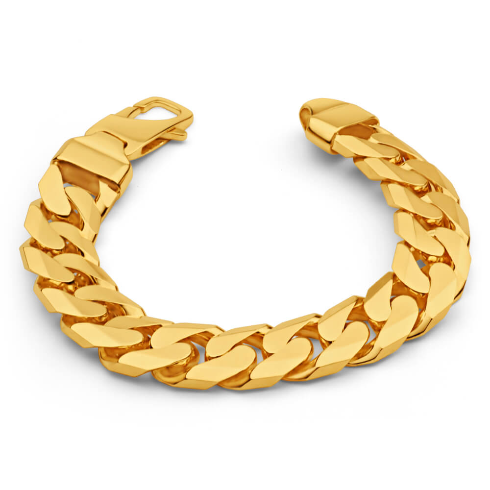 9ct Yellow SOLID Gold Heavy Curb 23cm Bracelet 550 Gauge