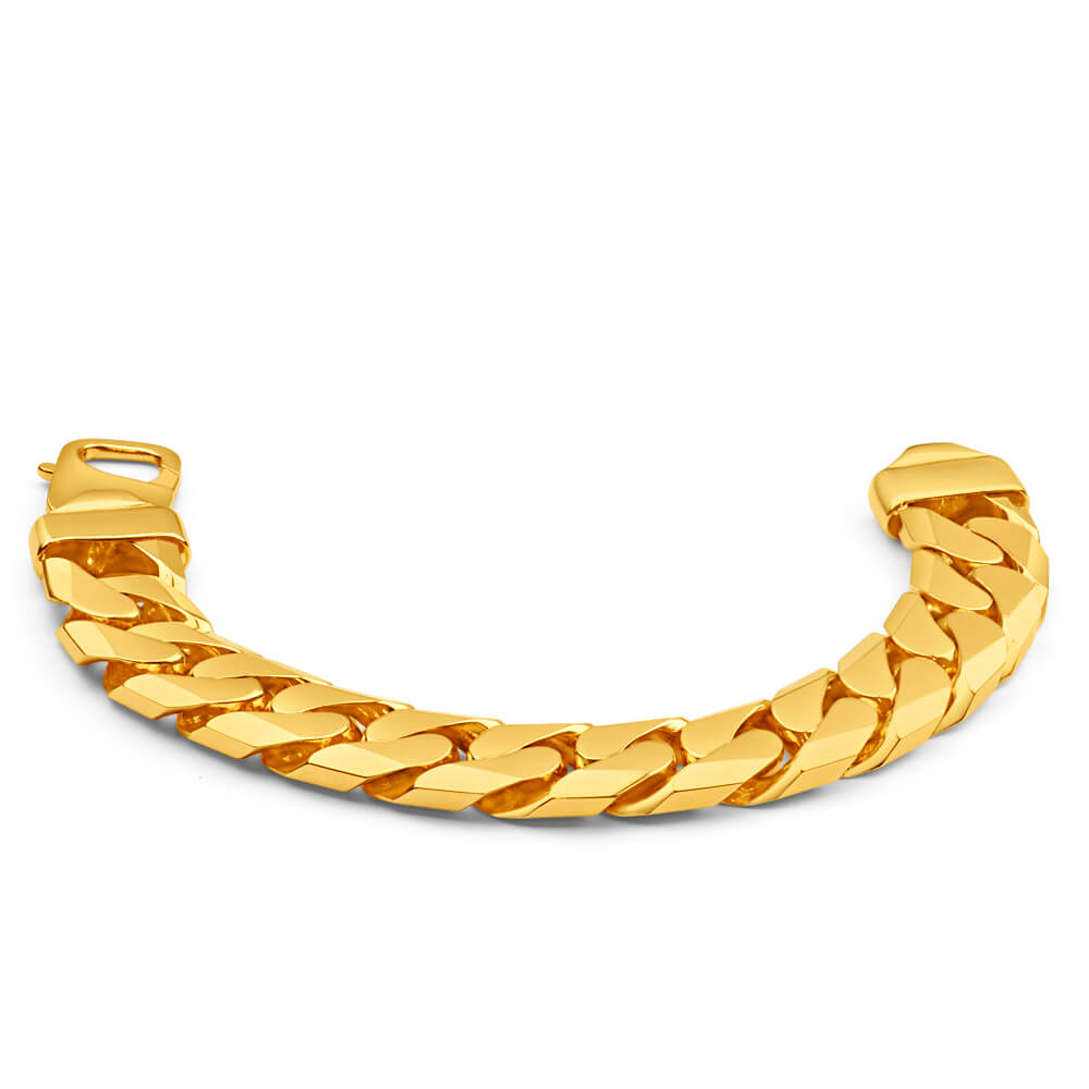 9ct Yellow SOLID Gold Heavy Curb 24cm Bracelet 650 Gauge