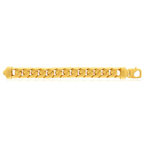 9ct Yellow SOLID Gold Heavy Curb 24cm Bracelet 650 Gauge