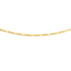 9ct Yellow Solid Gold Figaro 1:3 45cm Chain 80 Gauge