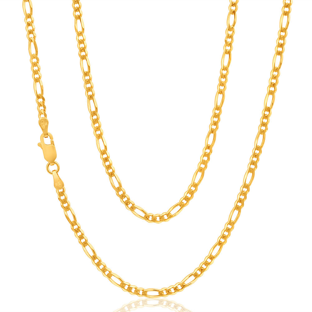 9ct Yellow Gold Figaro 1:3 80 Gauge 50cm chain