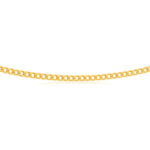 9ct Yellow Solid Gold 45cm Curb Chain 100 Gauge