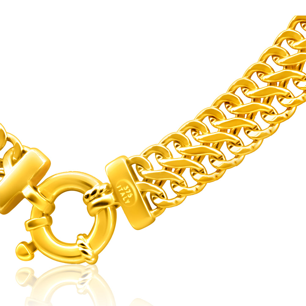 Chains & Necklaces - 9k / 9ct Gold Curb CHAIN: 3mm Wide, 60cm Was