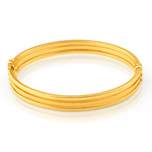 Load image into Gallery viewer, 9ct Yellow Gold Silver Filled Triple Greek Key Bangle